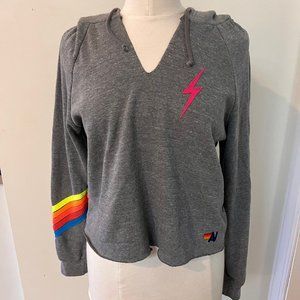 Aviator Nation - cropped hoodie neon chevron women’s large